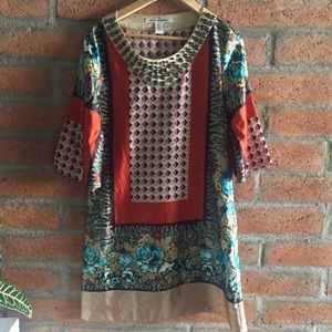 100% silk bejeweled DVF tunic